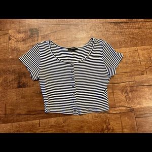 Dark blue and white crop top